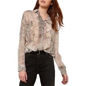 INC International Concepts Snakeskin Print Blouse - Pink, Cream & Black - US 8